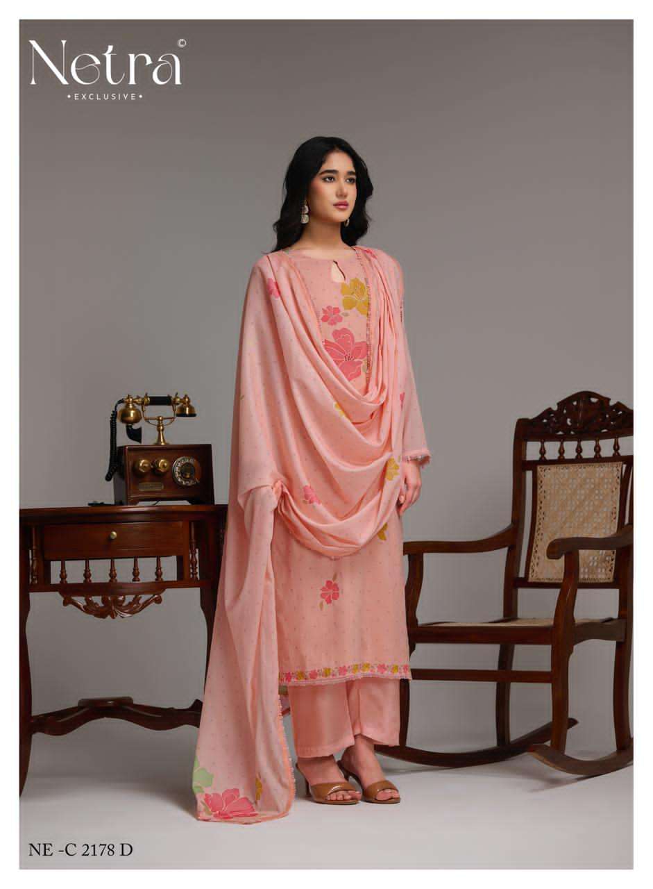 Netra Exclusive Shanti Banarasi Mal Chanderi Designer Dress Material Wholesale Collection