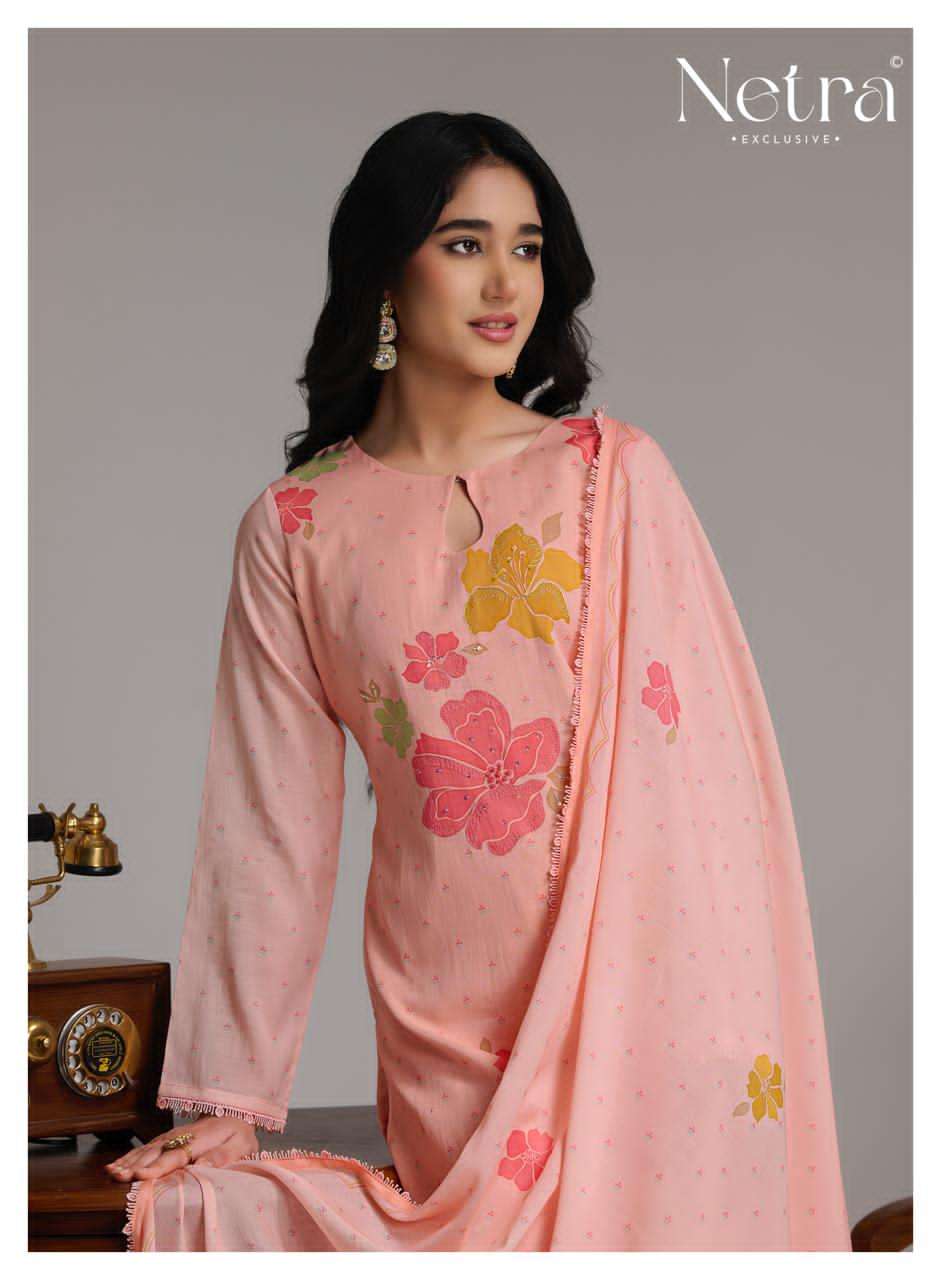 Netra Exclusive Shanti Banarasi Mal Chanderi Designer Dress Material Wholesale Collection