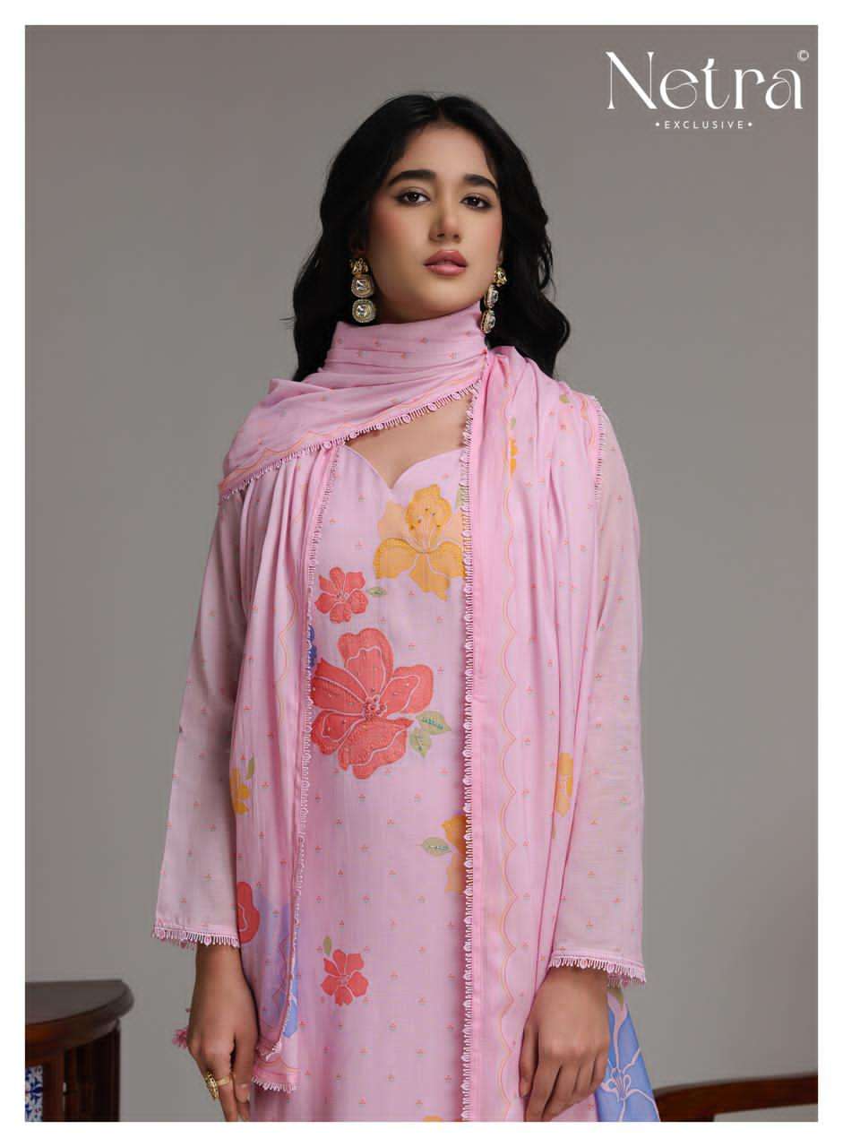 Netra Exclusive Shanti Banarasi Mal Chanderi Designer Dress Material Wholesale Collection