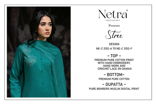 Netra Exclusive Stree Premium Cotton Dress Material - Amrah Wholesale