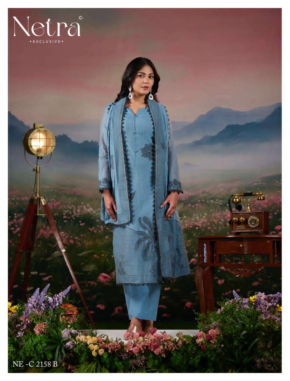 Netra Exclusive Teju Pure Jamdani Weaving Dress Material - Amrah Wholesale