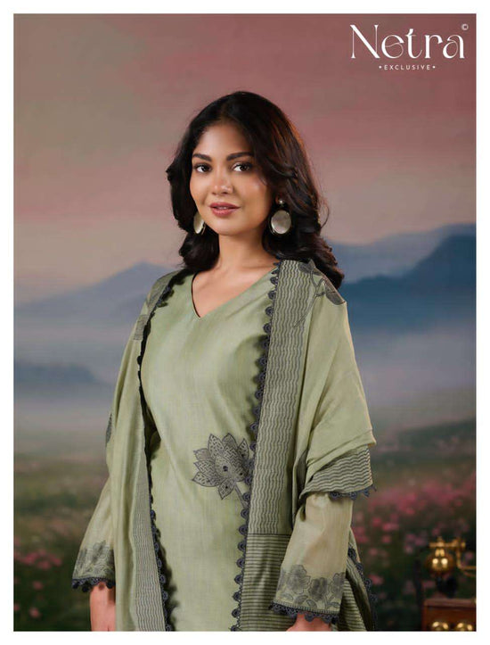 Netra Exclusive Teju Pure Jamdani Weaving Dress Material - Amrah Wholesale