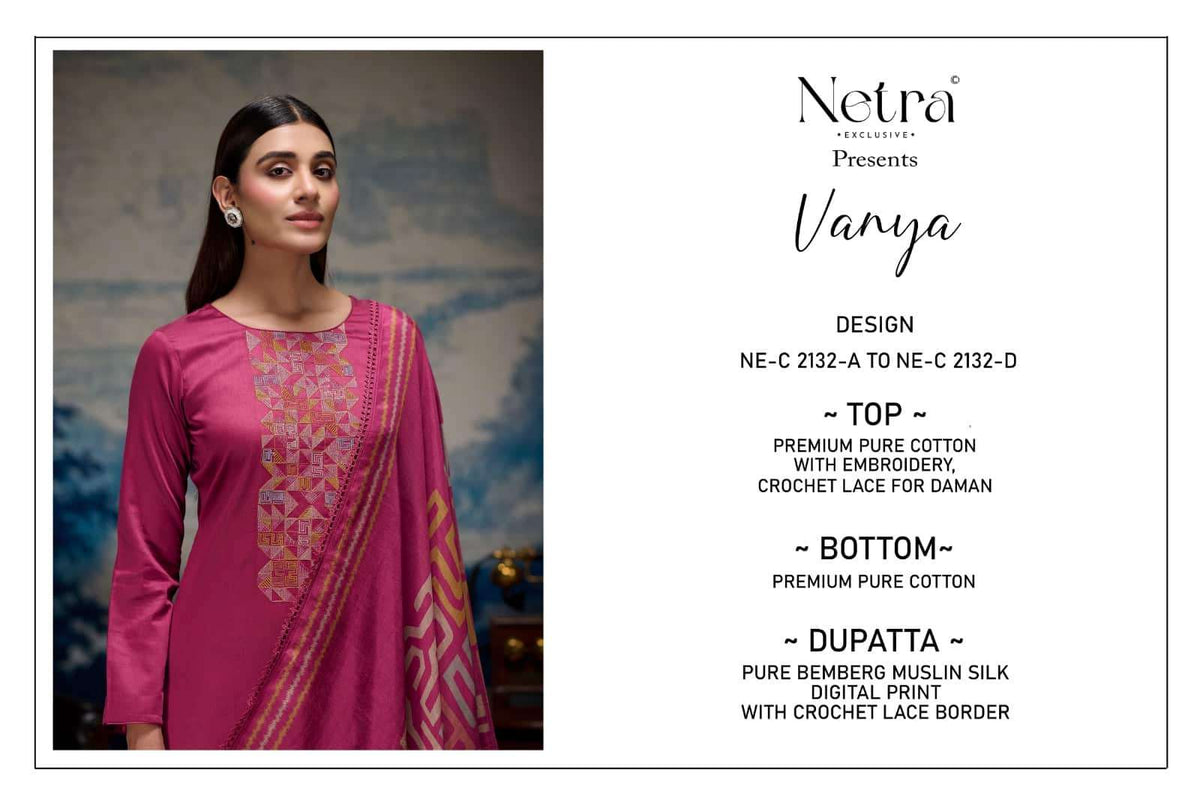 Netra Exclusive Vanya Dress Material Wholesale Catalogue - Amrah Wholesale