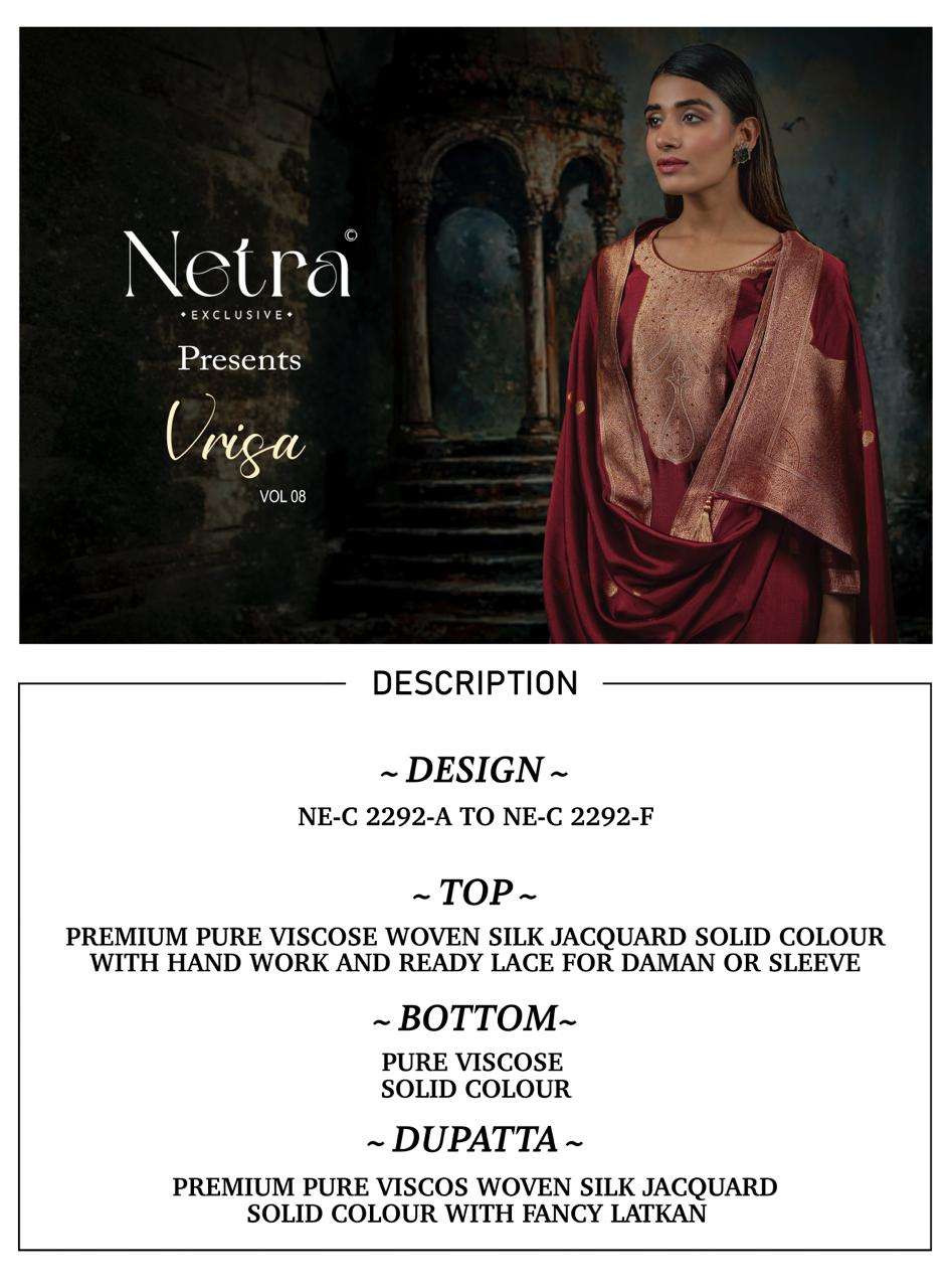 Netra Exclusive Vrisa Vol 8 Viscose Silk Jacquard Unstitched Dress Material