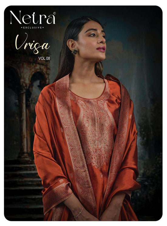 Netra Exclusive Vrisa Vol 8 Viscose Silk Jacquard Unstitched Dress Material
