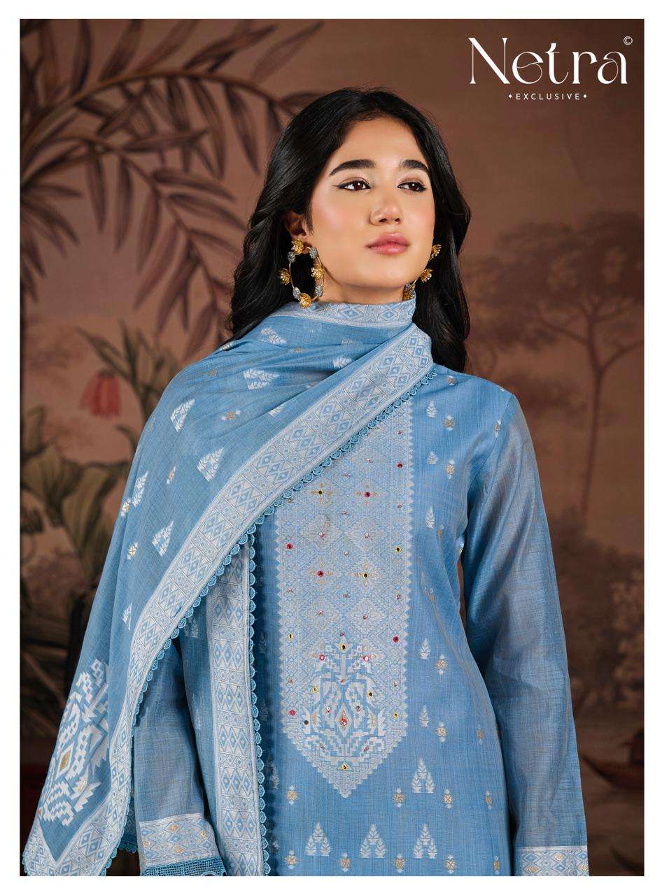 Netra Exclusive Yamika Jamdani Dress Material - Amrah Wholesale