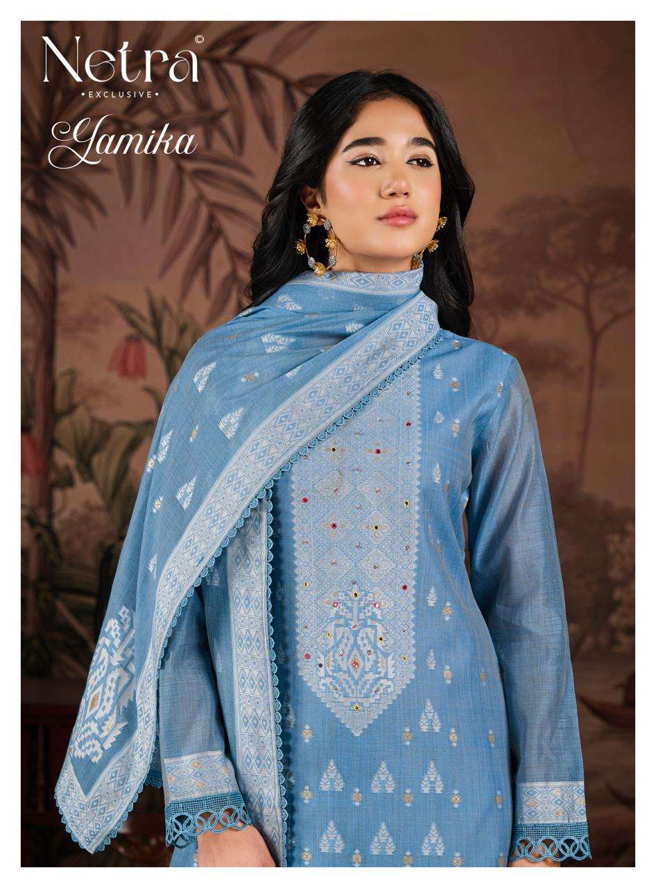 Netra Exclusive Yamika Jamdani Dress Material - Amrah Wholesale