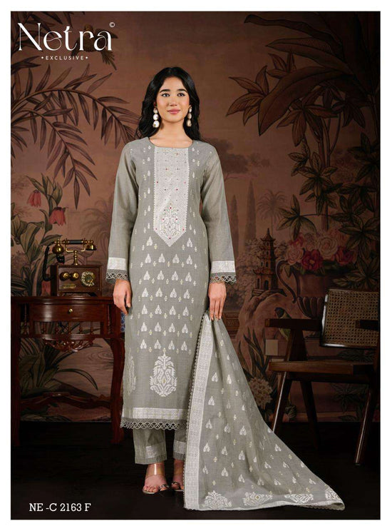Netra Exclusive Yamika Jamdani Dress Material - Amrah Wholesale