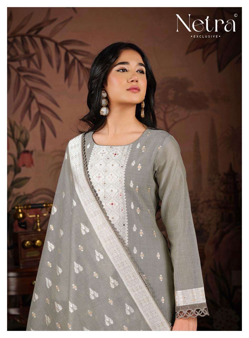 Netra Exclusive Yamika Jamdani Dress Material - Amrah Wholesale