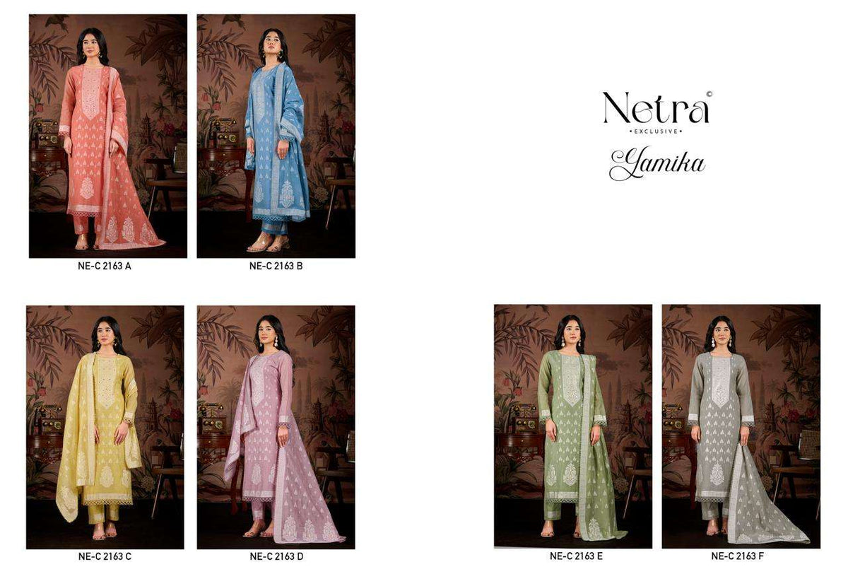 Netra Exclusive Yamika Jamdani Dress Material - Amrah Wholesale