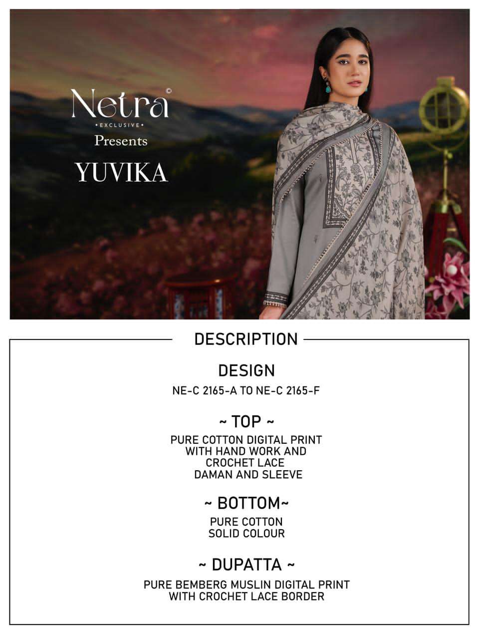Netra Exclusive Yuvika Pure Cotton Dress Material - Amrah Wholesale