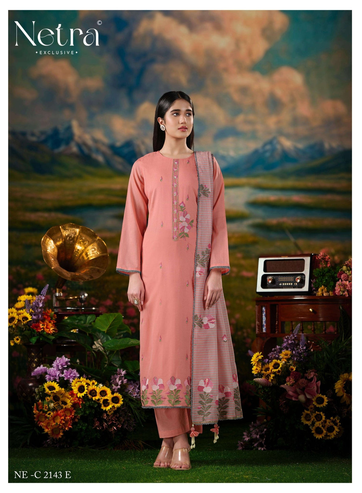 Netra Exclusive Zanya Banarasi Chanderi Dress Material - Amrah Wholesale