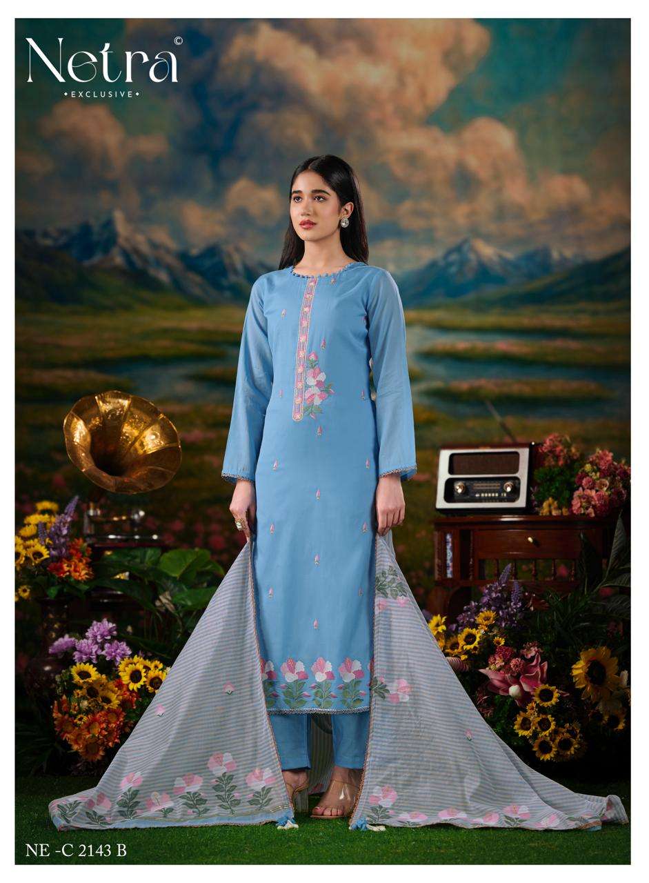 Netra Exclusive Zanya Banarasi Chanderi Dress Material - Amrah Wholesale