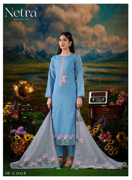 Netra Exclusive Zanya Banarasi Chanderi Dress Material - Amrah Wholesale
