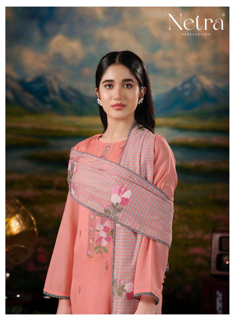 Netra Exclusive Zanya Banarasi Chanderi Dress Material - Amrah Wholesale