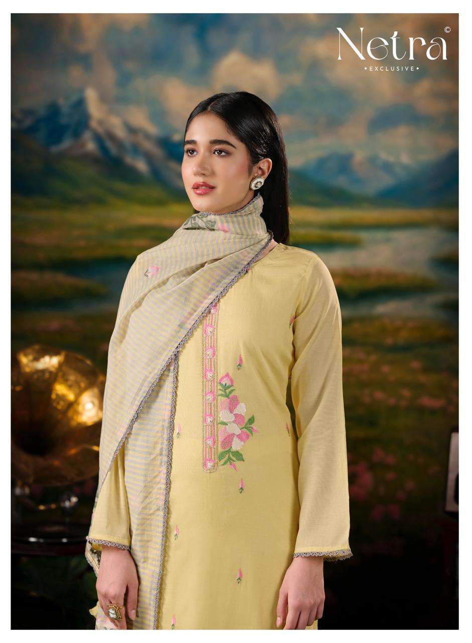 Netra Exclusive Zanya Banarasi Chanderi Dress Material - Amrah Wholesale