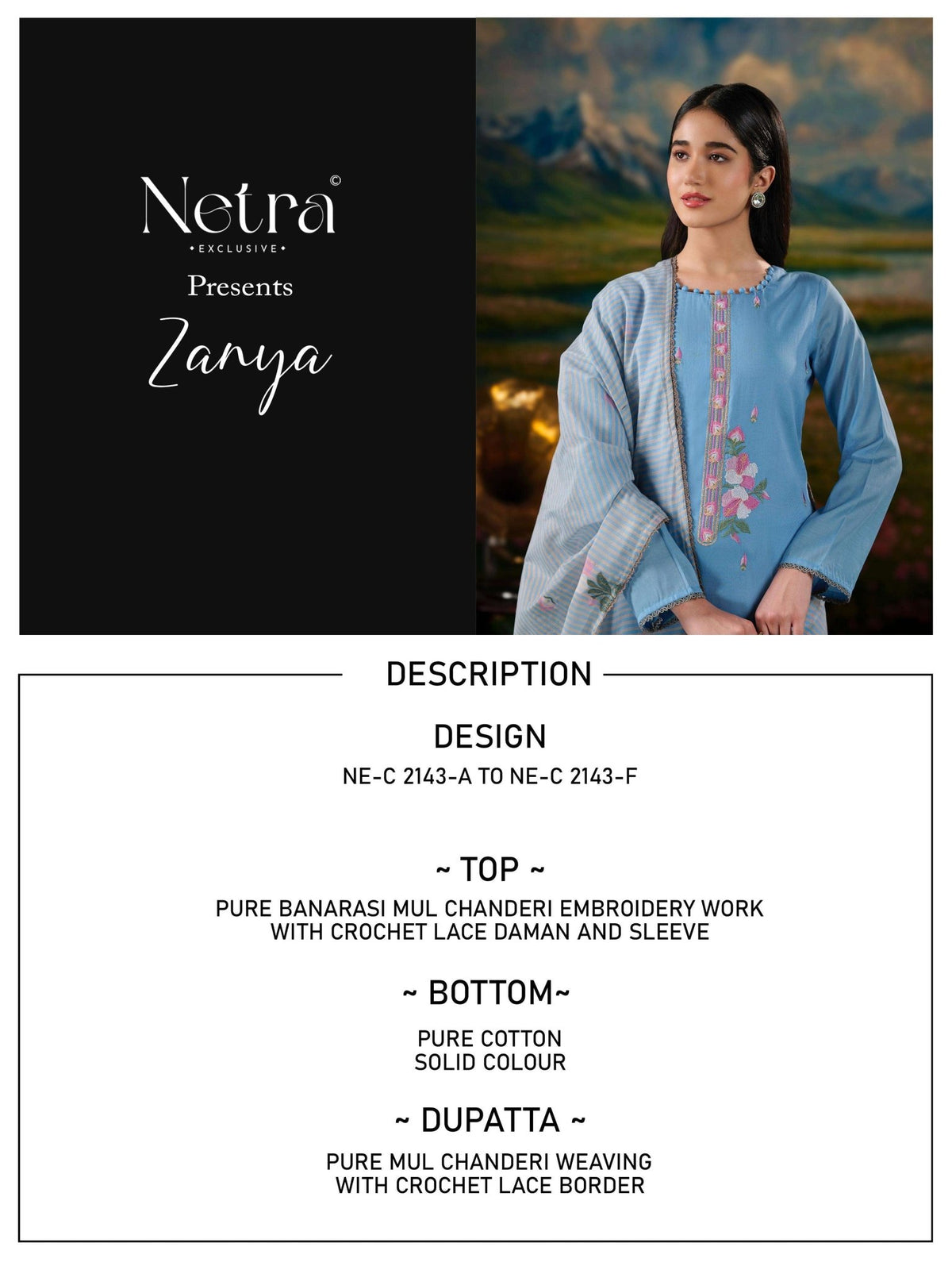Netra Exclusive Zanya Banarasi Chanderi Dress Material - Amrah Wholesale