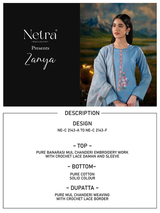 Netra Exclusive Zanya Banarasi Chanderi Dress Material - Amrah Wholesale