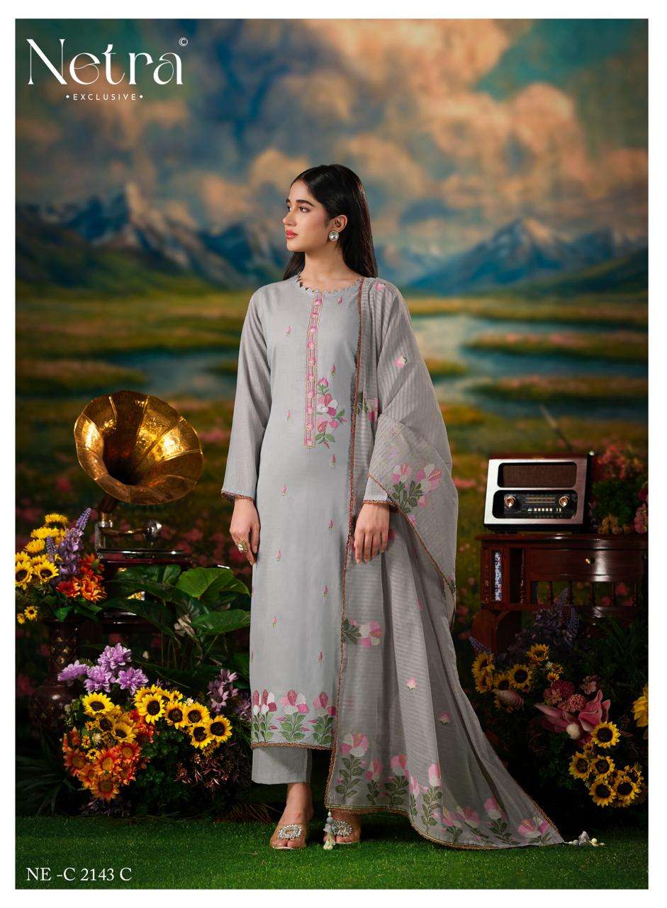 Netra Exclusive Zanya Banarasi Chanderi Dress Material - Amrah Wholesale