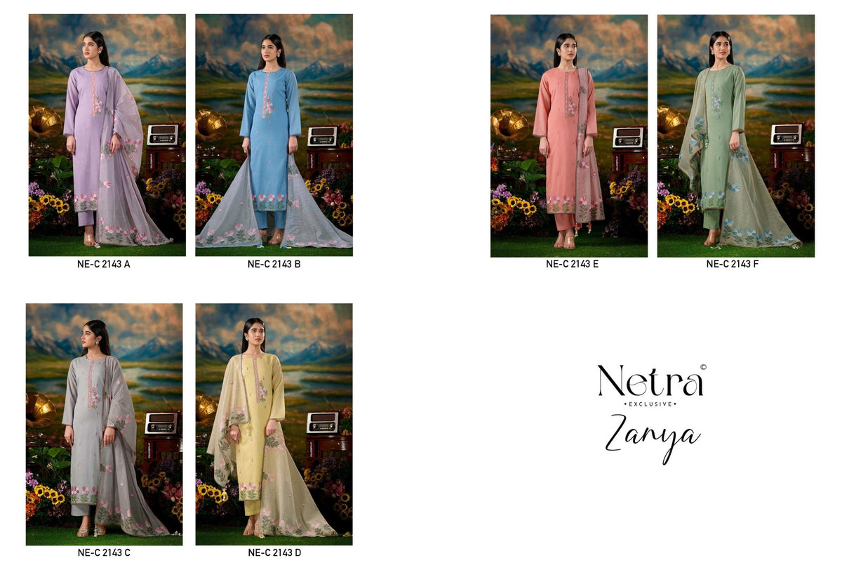Netra Exclusive Zanya Banarasi Chanderi Dress Material - Amrah Wholesale