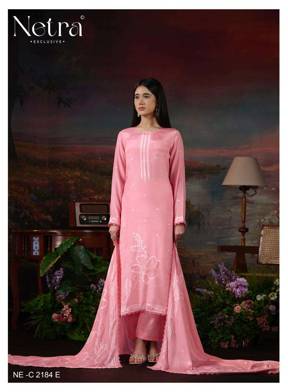 Netra Exclusive Ziyana Pure Bemberg Muslin Dress Material - Amrah Wholesale