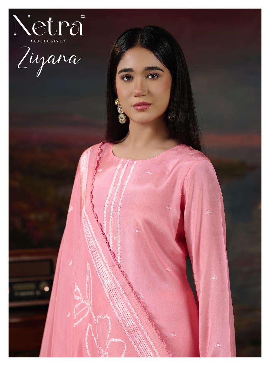 Netra Exclusive Ziyana Pure Bemberg Muslin Dress Material - Amrah Wholesale