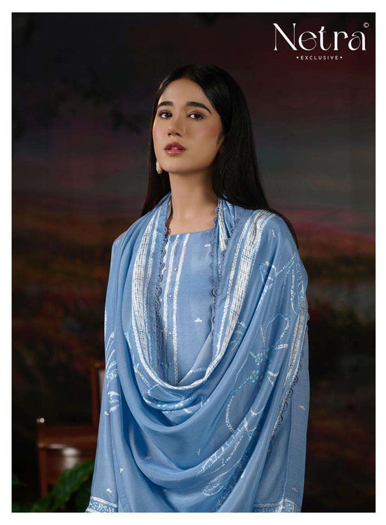 Netra Exclusive Ziyana Pure Bemberg Muslin Dress Material - Amrah Wholesale
