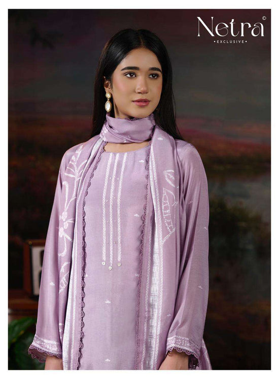 Netra Exclusive Ziyana Pure Bemberg Muslin Dress Material - Amrah Wholesale