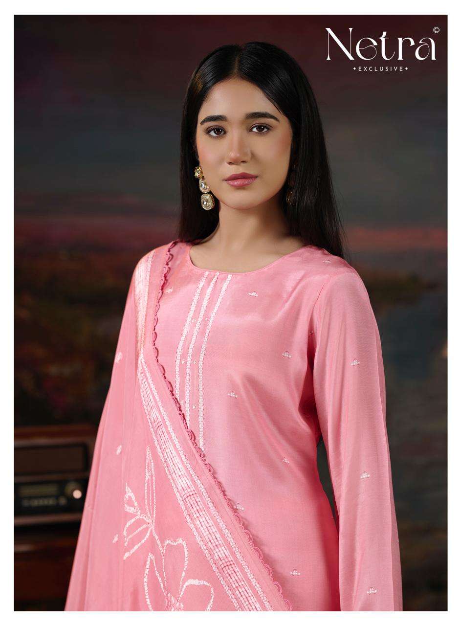 Netra Exclusive Ziyana Pure Bemberg Muslin Dress Material - Amrah Wholesale
