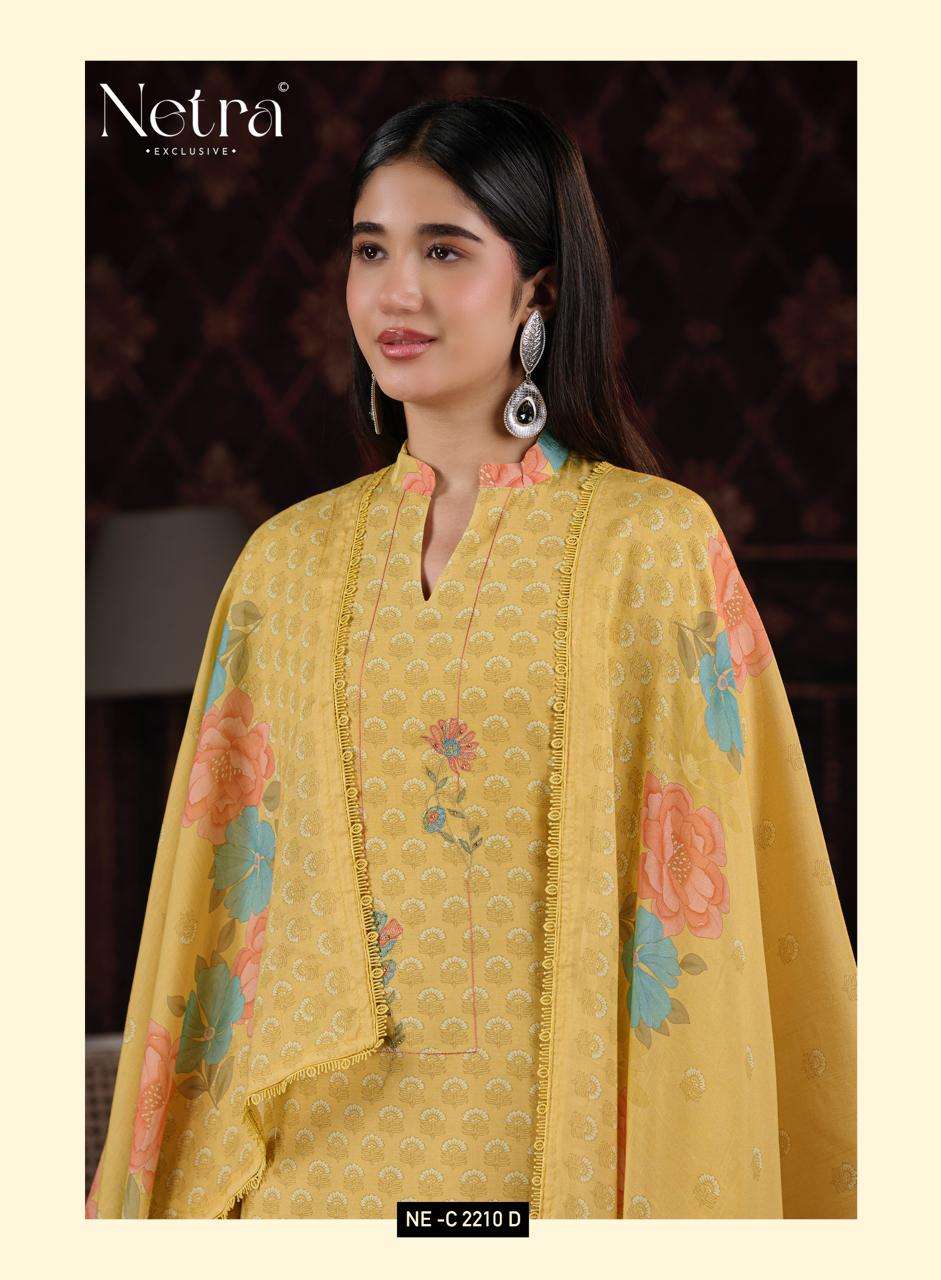 Netra Exclusive Zuri Pure Banarasi Mul Chanderi Designer Dress Material Collection - Amrah Wholesale