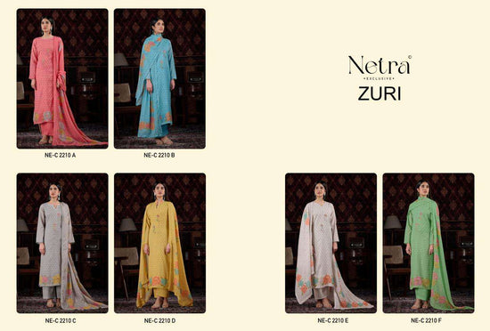 Netra Exclusive Zuri Pure Banarasi Mul Chanderi Designer Dress Material Collection - Amrah Wholesale