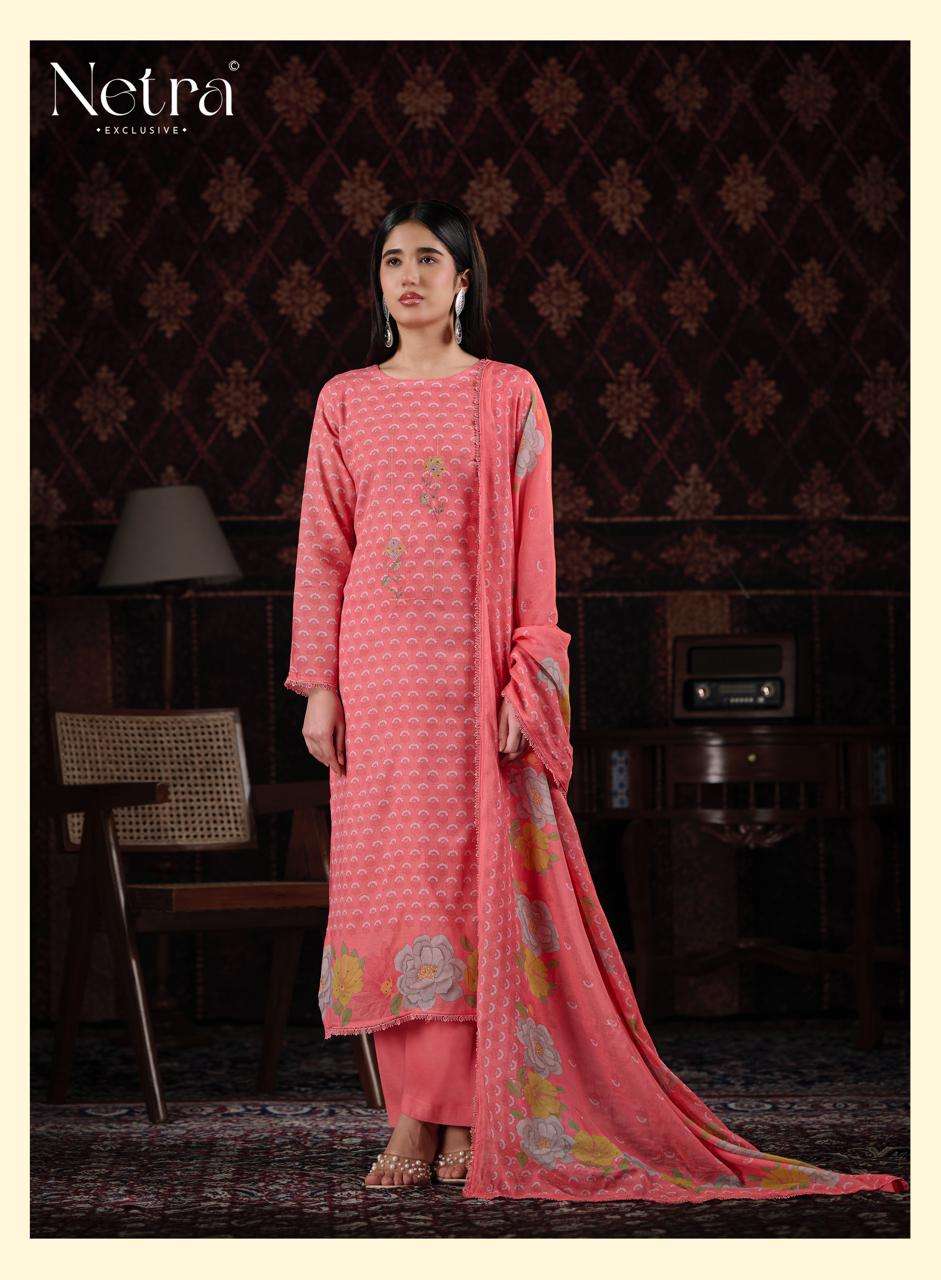 Netra Exclusive Zuri Pure Banarasi Mul Chanderi Designer Dress Material Collection - Amrah Wholesale