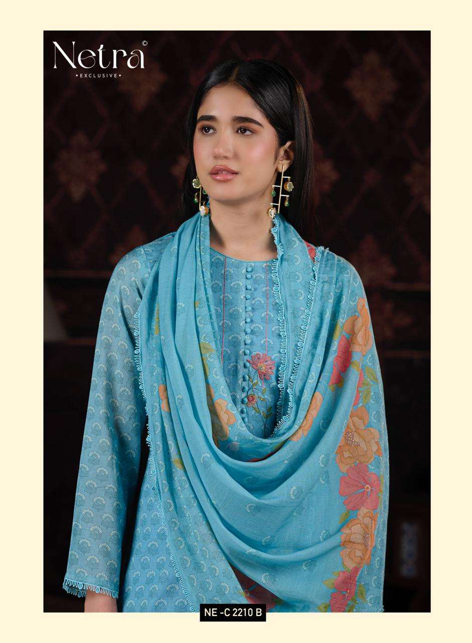 Netra Exclusive Zuri Pure Banarasi Mul Chanderi Designer Dress Material Collection - Amrah Wholesale