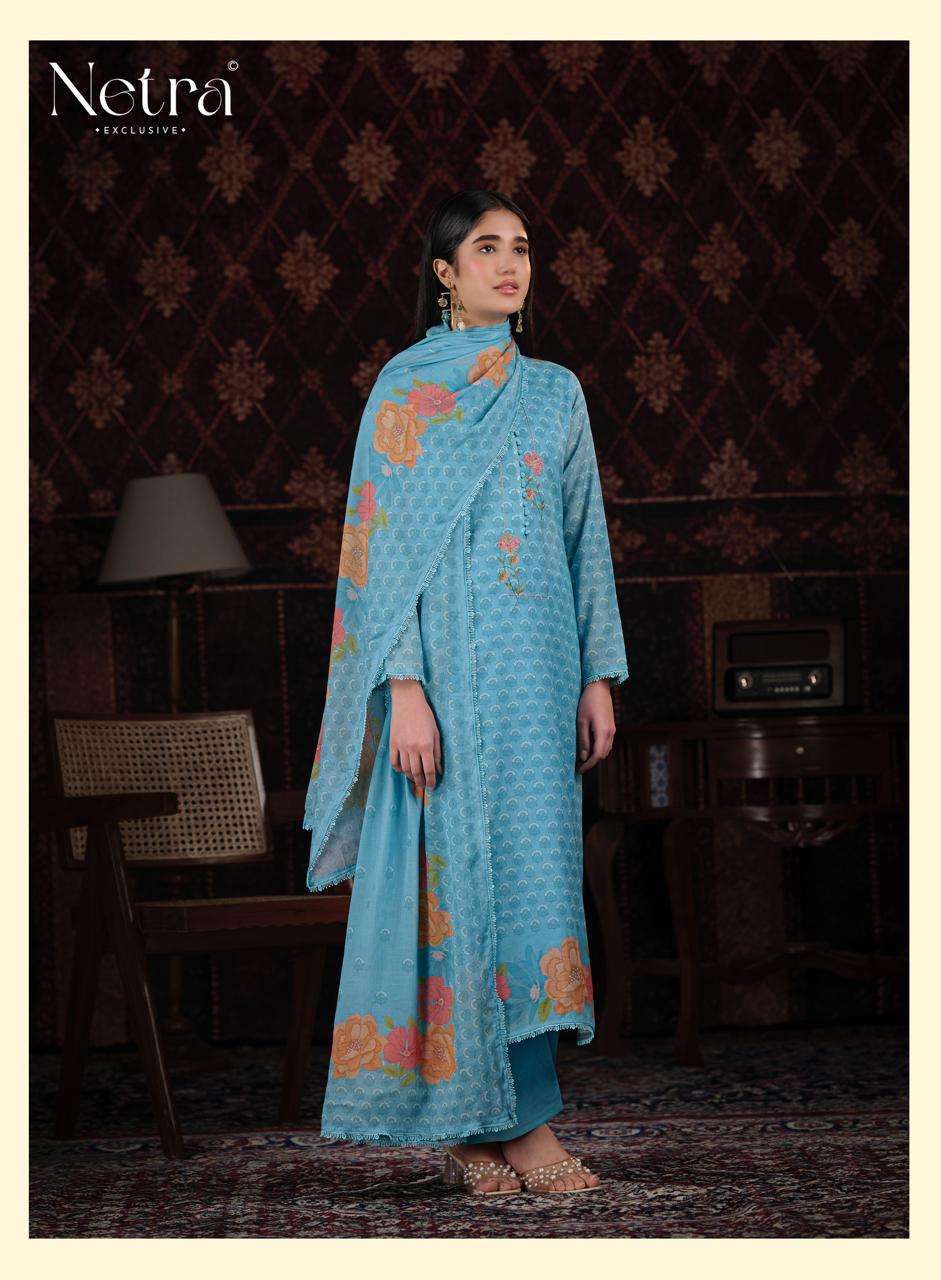 Netra Exclusive Zuri Pure Banarasi Mul Chanderi Designer Dress Material Collection - Amrah Wholesale