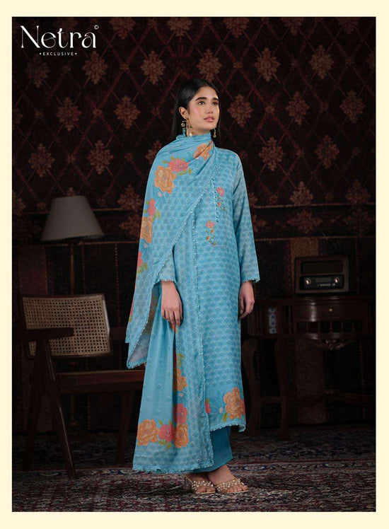 Netra Exclusive Zuri Pure Banarasi Mul Chanderi Designer Dress Material Collection - Amrah Wholesale