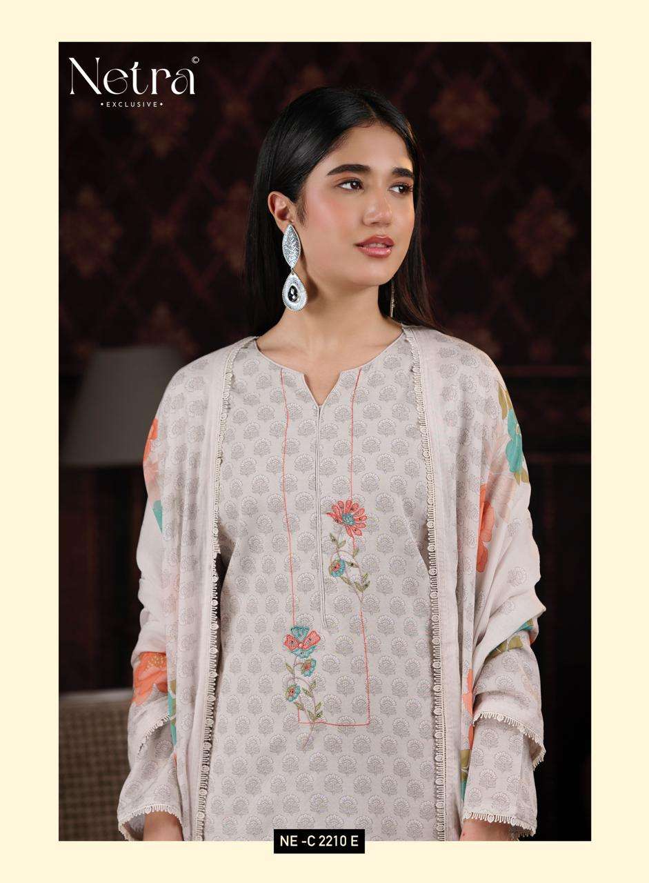 Netra Exclusive Zuri Pure Banarasi Mul Chanderi Designer Dress Material Collection - Amrah Wholesale
