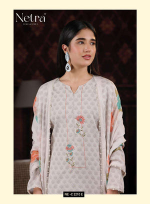 Netra Exclusive Zuri Pure Banarasi Mul Chanderi Designer Dress Material Collection - Amrah Wholesale