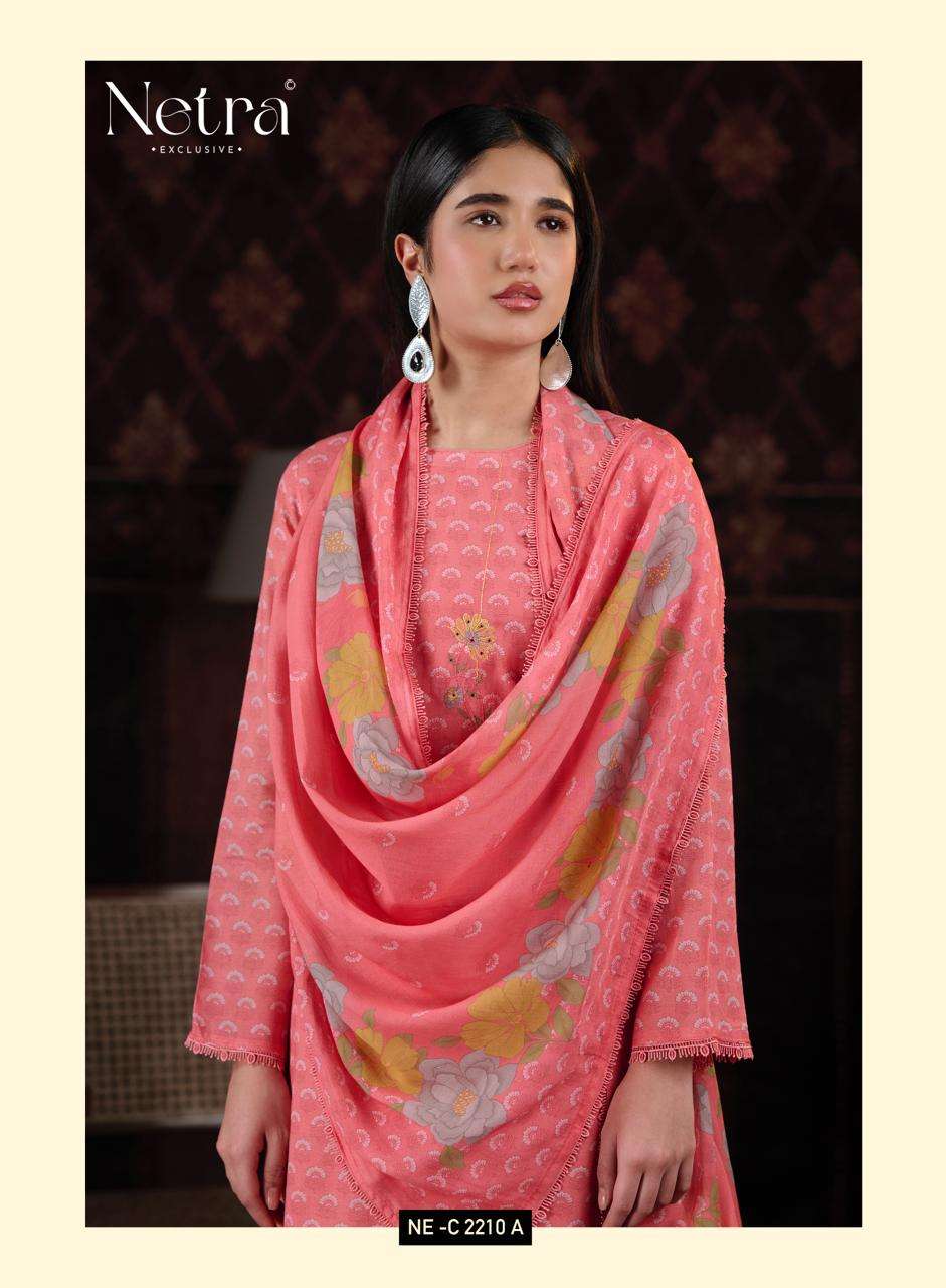 Netra Exclusive Zuri Pure Banarasi Mul Chanderi Designer Dress Material Collection - Amrah Wholesale