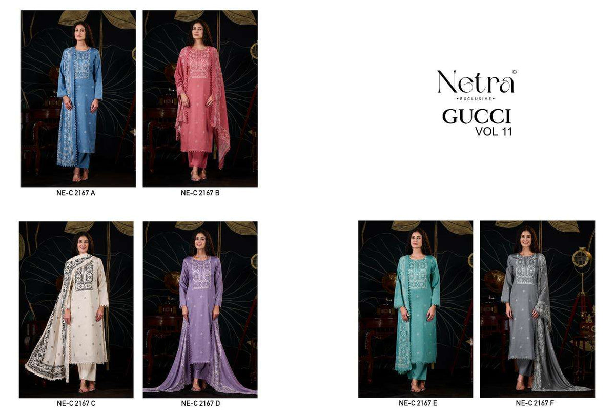 Netra Exclusive Gucci Vol 11 Pure Cotton Dress Material