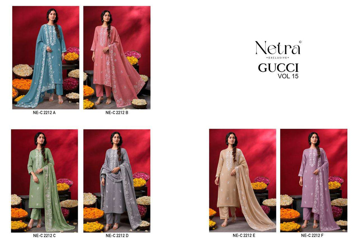 Netra Gucci Vol 15 Pure Cotton Dress Material - Amrah Wholesale