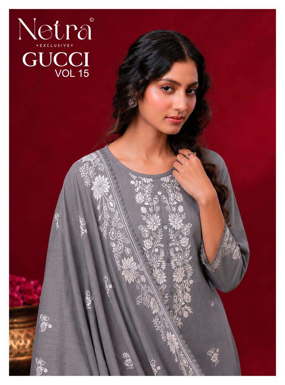 Netra Gucci Vol 15 Pure Cotton Dress Material - Amrah Wholesale
