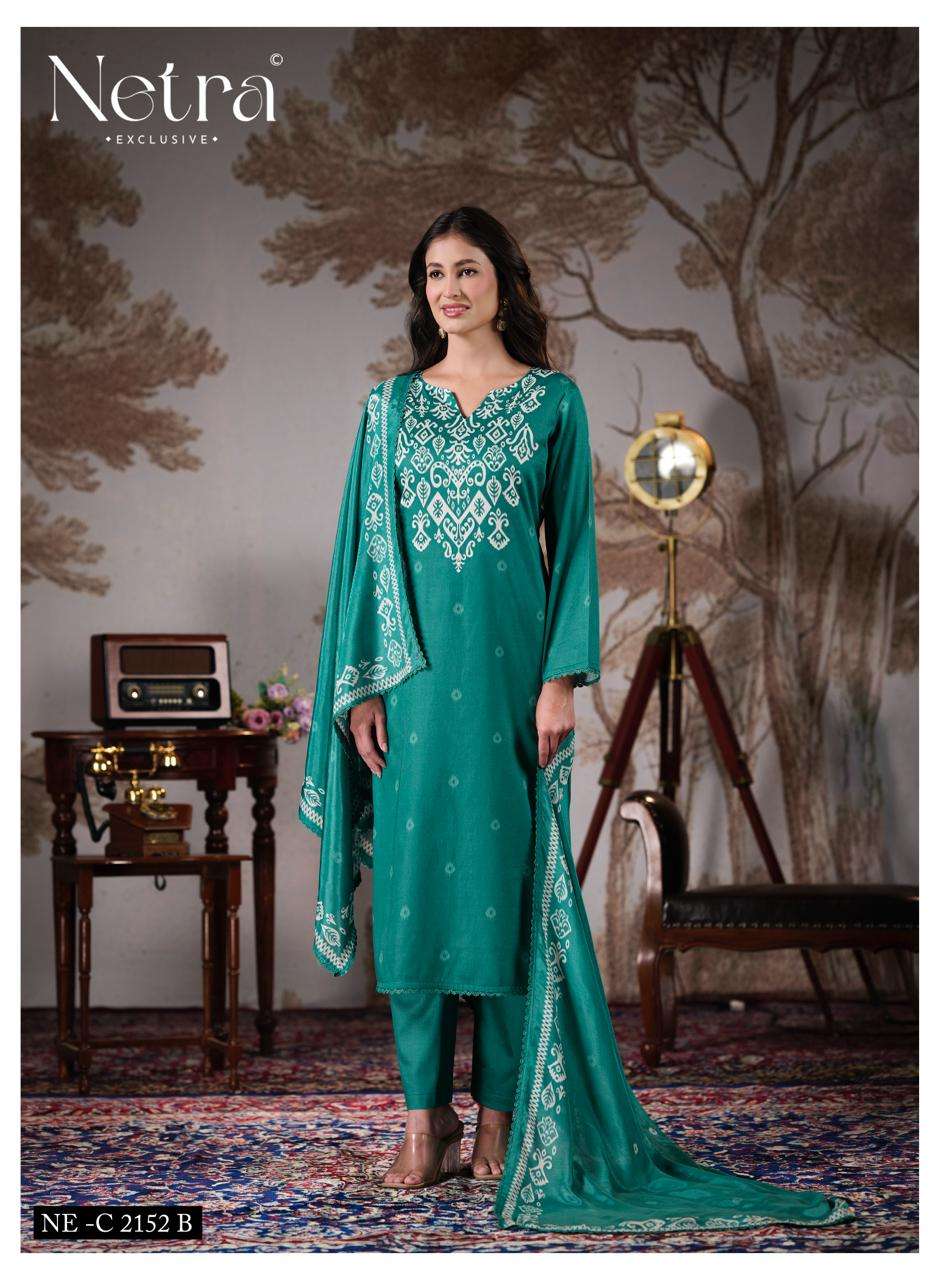 Netra Exclusive Gucci Vol 5 Cotton Satin Embroidered Dress Material