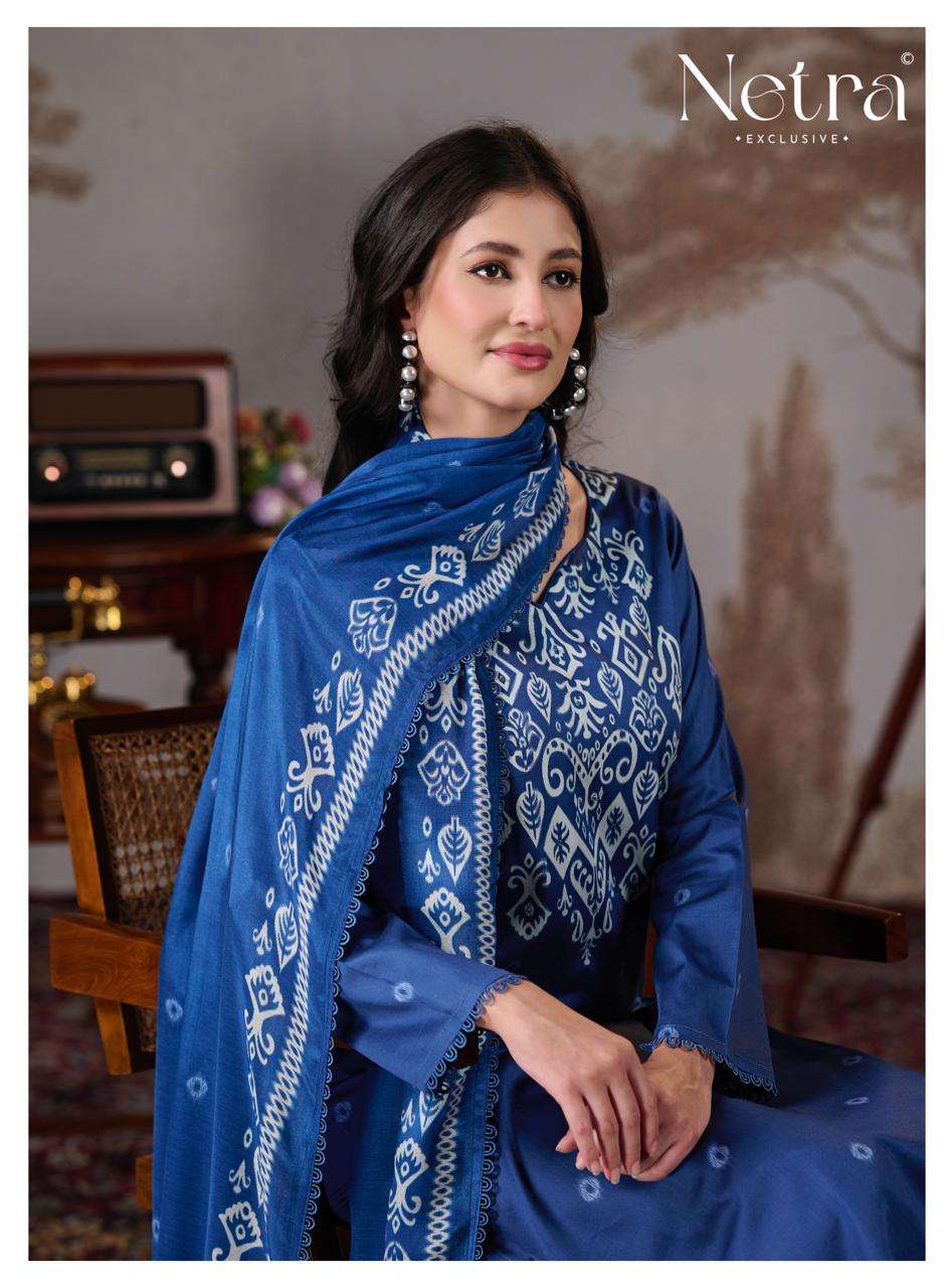 Netra Exclusive Gucci Vol 5 Cotton Satin Embroidered Dress Material