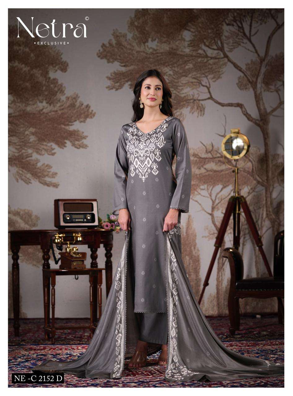 Netra Exclusive Gucci Vol 5 Cotton Satin Embroidered Dress Material