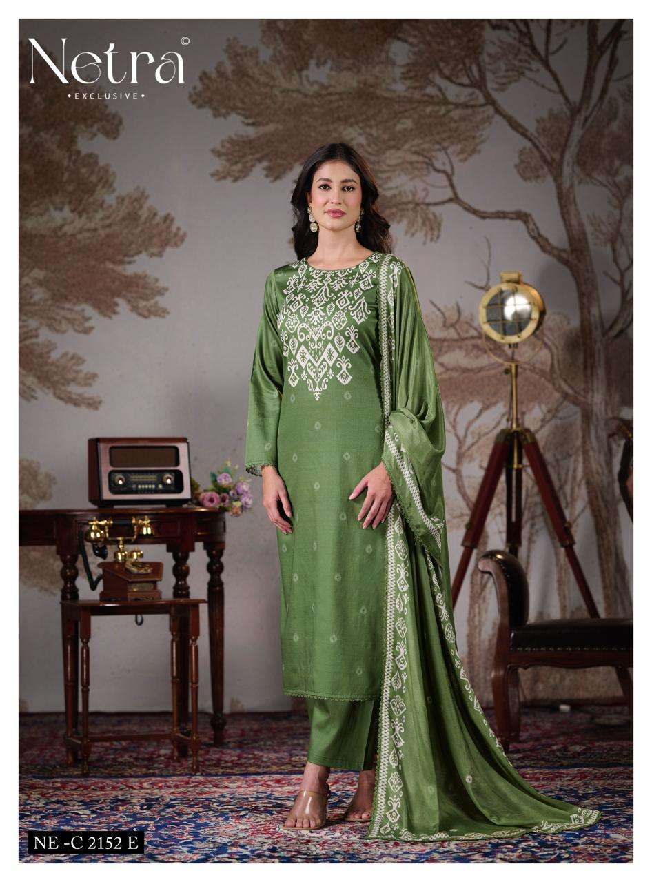 Netra Exclusive Gucci Vol 5 Cotton Satin Embroidered Dress Material
