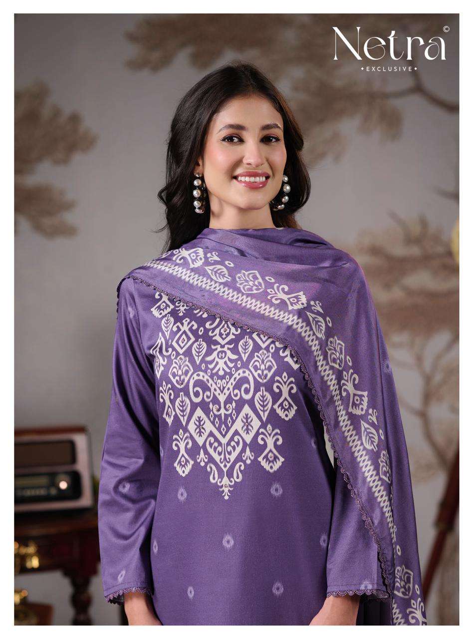 Netra Exclusive Gucci Vol 5 Cotton Satin Embroidered Dress Material