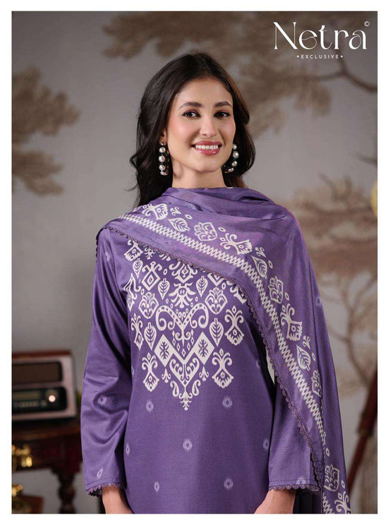 Netra Exclusive Gucci Vol 5 Cotton Satin Embroidered Dress Material