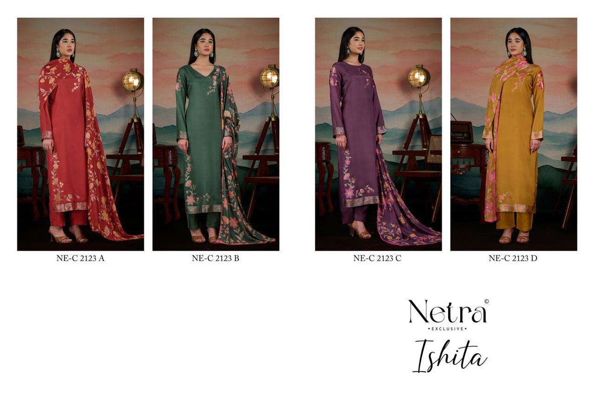 Netra Ishita Muslin Silk Dress Material Wholesale - Amrah Wholesale