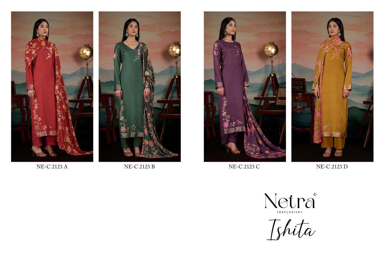 Netra Ishita Muslin Silk Dress Material Wholesale - Amrah Wholesale