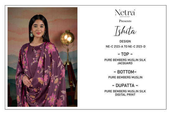 Netra Ishita Muslin Silk Dress Material Wholesale - Amrah Wholesale